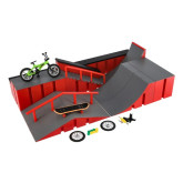 Skatepark, Prstové kolo, skateboard s rampou a doplňky 43x25x12 cm