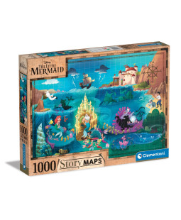 Clementoni Puzzle Disney Mapa, Malá mořská víla, 1000 dílků 