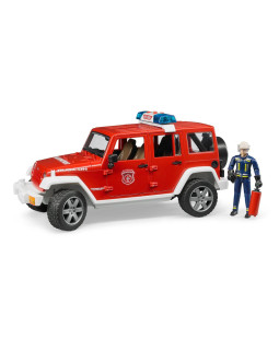 Bruder 2528 Červený požární vůz Jeep Wrangler s figurkou hasiče