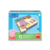 Dino Dřevěné licenční kostky Peppa Pig, 12 kostek