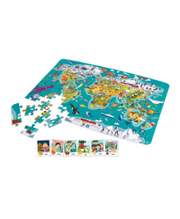 Hape Puzzle Mapa světa 2v1, 105 dílků