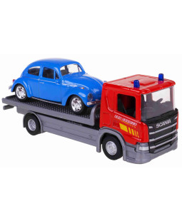 Welly Scania P320 (red) a VW Beetle (blue) 1:57/43 