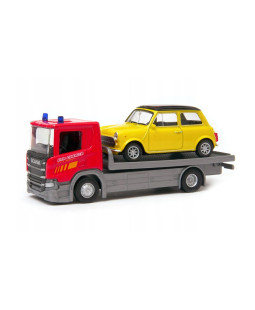 Welly Scania P320 (red) a Mini Cooper (yellow) 1:57/43 