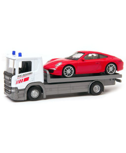 Welly Scania P320 (white) a Porsche 911 (red) 1:57/43 